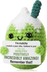 Emotional Support Crochet Matcha – Handmade Positive Energy Gift with Card, Thank You Teacher Present, Birthday Gift for Women & Men, Home or Office Desk Decoration - Image 2