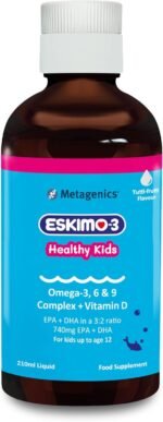 Eskimo-3 Healthy Kids Fish Oil by Metagenics - Omega-3, 6 & 9 + Vitamin D, 740mg EPA + DHA - Tutti Frutti, 210ml - Image 2