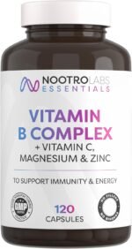 Essentials Vitamin B Complex with Vitamin C, Magnesium and Zinc (120 Capsules), Vitamin B Supplements to Support Energy, Muscle Health, Immunity and Daily Vitality - Image 2