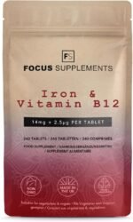 FS Iron Tablets with B12 | 240 High Strength Iron Supplements - 14mg IronBisglycinate & 2.5µg B12 per Serving | Non-GMO, Gluten & Allergen Free | Made in The UK - Image 2