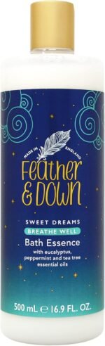 Feather & Down Sweet Dreams Breathe Well Bath Essence (500ml) - Blended with eucalyptus, peppermint & tea tree essential oils to prepare you for a restful night's sleep. Vegan Friendly & Cruelty Free. - Image 2