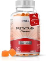 Flebo Multivitamin Gummies for Women & Men - Vegan Chewable Adult Orange Flavour 60 Gummies - 1 Month Supply, 9 Vitamins & Minerals VIT C, D3, B6, B7, Iron & Zinc - Immune Support & Skin Health - Image 2