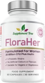 FloraHer Probiotics for Women – 20 Billion CFU with Inulin – Saccharomyces Boulardii, Lactobacillus & Bifidobacterium Blend – 60 Vegan Capsules, 30 Servings, UK Made - Image 2