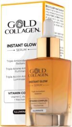 GOLD COLLAGEN Instant Glow - Vitamin C, Vitamin E, Glycerine & Niacinamide Serum Pore Minimizer & Moisturiser Skincare, Anti Aging Face Serum Against Wrinkles, Triple Antioxidant Action Skin Care 30ml - Image 2
