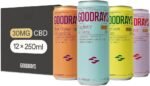 GOODRAYS CBD Drinks, Sparkling Low Calorie Soft Drink, Natural Sleep Stress and Anxiety Relief, Vegan, 4 Flavour Mixed Pack, 12 x 250ml Cans, Packaging May Vary - Image 2