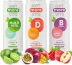 Get More Vits Sparkling Water - Vegetarian, Low Calorie, & Sugar Free Mixed Flavoured Adults & Kids Drinks - Natural Fizzy Drinks with Multivitamins, Vitamin D, & B Vitamins - 330ml Cans, Pack of 12 - Image 2