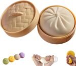 Giant Dumpling Squishy, Jumbo Dumpling Squishy Toy with Steamer Box, Stress Relief Sensory Ball Emotional Support Dumplings, Squeeze Decompression Dough Fidget Toy for Anxiety Relief(White) - Image 2