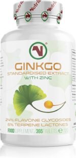 Ginkgo Biloba Leaf Extract | 365 x Easy to Swallow Tablets | Added Zinc to Boost Cognitive Functions | 24% Flavone Glycosides 6% Lactones | Suitable for Vegans. - Image 2