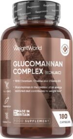 Glucomannan Capsules from Konjac Root - 180 Glucomannan Powder Capsules - With Choline, Chromium, Vitamin D3 & Vitamin B3 - Non-GMO, Gluten-Free & Vegetarian-Friendly - 1 Month Supply - Made in the UK - Image 2