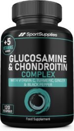 Glucosamine and Chondroitin High Strength Plus 5 Vitamins - 120 Complex Capsules 1,000mg (Providing 530mg Base) - Chondroitin 200mg - Added Turmeric, Ginger, Black Pepper, Vitamin C, B6, B1, D3 & B12 - Image 2