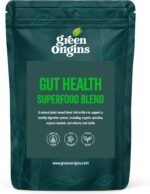 Green Origins Gut Greens Blend for Gut Health | High Plant-Base Fibre from Chicory Root Inulin, Spirulina, Wheatgrass Powder | 10 Servings, 100g | No Additives | Vegan & Kosher - Image 2