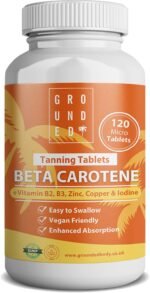 Grounded Beta Carotene Tanning Tablets | 120 Tablets, 4 Month Supply | with Zinc, Vitamin A, B2, B3, Copper & Iodine | High Strength Antioxidant Support | Vegan-Friendly & Made in The UK - Image 2