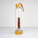 Healing Crystal Water Bottle,550ml Gemstone Infused Energy Water Bottle Natural Quartz Gravel Sport Drinks Bottle Removable Crystal Quartz Glass Cup (Color : Southern Red Agate, Size : 550ml) - Image 2