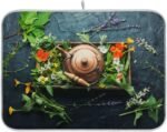Healing Herbs Set Kitchen Dish Drying Mat Absorbent Water Dinnerware Protective Pad Double-sided Use Dishes Rack Mat 18x24 inch Natural Herbs Medicine - Image 2