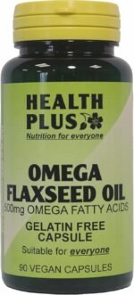 Health Plus Omega Flaxseed Oil 450mg Omega-3, Omega-6 & Omega 9 Supplement - 90 Gelatin Free Capsules - Image 2