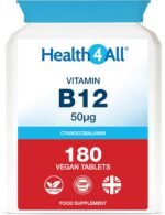 Health4All Vitamin B12 Cyanocobalamin 50mcg 180 Tablets 6 Months Supply, Vitamin B12 50mcg Supplement, Contributes to The Reduction of Tiredness and Fatigue, Vegan & Gluten-Free | Made in UK - Image 2