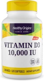 Healthy Origins, Vitamin D3, Softgels Each with 10,000 IU, 120 Softgels, Gluten-Free, Soy-Free - Image 2