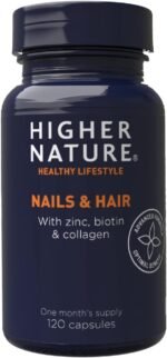 Higher Nature - Nails & Hair - Contains Zinc, Biotin & Collagen - Supports Beautiful Skin - 120 Capsules - Image 2