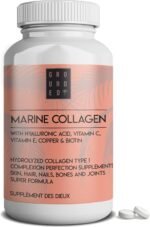 Hydrolysed Marine Collagen Complex | 60 Tablets | Hyaluronic Acid, Vitamin C, Vitamin E, Copper & Biotin | Super Strength Type 1 Collagen Supplement for Skin, Hair, Nails, Bones & Joints | Grounded UK - Image 2