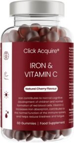 Iron and Vitamin C Gummies for Kids & Adults | 7mg Gentle Iron, 20mg Vitamin C Chewable | Vegan Natural Cherry Flavour | 2 Month Supply - Image 2