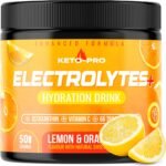 Keto-Pro Keto Electrolytes 250g | Electrolyte Powder Supporting Your Fasting, Health & Fitness Goals | 50 Servings | Lemon Orange Flavour - Image 2