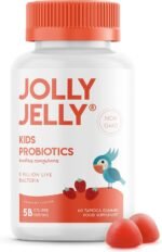 Kids Probiotics Tapioca Gummies - 60 Vegan Gummies - 5B CFU Bacillus Coagulans Live Bacterial Cultures Per Serving - Age 4+, Strawberry Flavour (1 Month Suppy) by Jolly Jelly - Image 2
