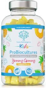 Kids Probiotics/ProBiocultures Gummies - 60 Children's probiotics Multi-Strain Gummies - Natural Pineapple Flavour – with Added B & C Vitamins for Immune Support - 2 Month Supply – UK Made - Image 2