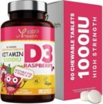 Kids Vitamin D3 1000 iu High Strength - Chewable Raspberry Flavour Vitamin D for Kids 4-12 Years, Vegan Society Registered Tablets not Gummies - 2 Months Supply - Made in The UK by YrHealth - Image 2