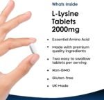 L-Lysine Tablets 2000mg - High Strength Lysine Nutritional Supplements - Essential Amino Acid L Lysine - 120 Vegan Lysine Tablets 2 Month Supply Made in The UK by New Leaf - Image 2