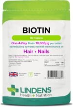 Lindens - Biotin 10,000mcg - 90 Tablets - UK Made - Maintenance of Normal Hair, Skin & Nail, Normal Metabolism - Ultra-Potent 20000% NRV Strength - Letterbox Friendly - Image 2
