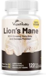 Lions Mane Mushroom Supplement Capsules Complex - Supplement Caffeine Free, Lions Mane Extract - 120 Vegan Bacopa Monnieri, Gotu Kola, Ginseng Capsules - Image 2