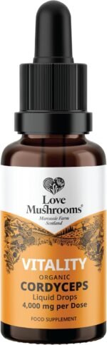 Love Mushrooms - Organic Cordyceps Mushroom Supplement with Sweet Taste - 4000mg per 1ml - Natural Passion Liquid Drops for Endurance and Energy Boost - Vegan and Made in The UK - 30ml - Image 2