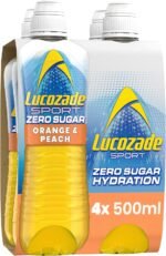 Lucozade Sport Zero Sugar - Orange & Peach 4x500ml | Sugar Free Sports Drink, with Vitamin B3 and electrolyte | Zero Sugar | Only 4 calories per serving | Still | Made with Natural Flavours - Image 2