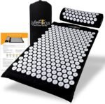 LyfeFocus Acupressure Mat & Pillow Set with Travel Bag - Cushioned Spike Acupuncture Massage Mat - Back, Neck & Shoulder Pain Relief - Ease Muscle Tension & Stress - Ideal Wellbeing Gift (Black&White) - Image 2