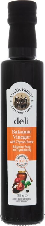 Lyrakis Family est 1975- Balsamic Vinegar with Raw Thyme Honey 250ml – Greek, Natural Antioxidants, No Additives, Handcrafted in Crete - Image 2