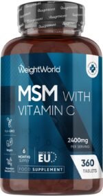 MSM Supplements 2400mg | with Vitamin C 100mg | 360 MSM Tablets | 6 Months Supply | Vegan, Non-GMO & Gluten-Free | Easy-to-Swallow Methylsulfonylmethane Tablets | Source of Sulphur | Made in Europe - Image 2