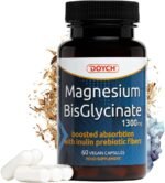 Magnesium Bisglycinate Capsules 1300 mg with Inulin Prebiotic Fibers Boosted Absobtion - No Fillers - 156 mg Elemental Magnesium Glycinate Supplements - No Cramps - Sleep Support - 2 caps. Daily Doych - Image 2