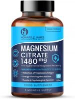 Magnesium Citrate 1480mg - 180 Vegan Capsules not Tablets - Providing 444mg Elemental Magnesium - 3 Month Supply - High Strength Supplements - Made in The UK by Howard & James - Image 2