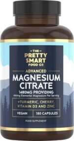 Magnesium Citrate 1480mg – 180 Vegan Magnesium Capsules not Magnesium Tablets – with Turmeric, Zinc, Vitamins D3 & B6 - High Absorption Premium Magnesium Supplements – 90 Day Supply – UK Made - Image 2