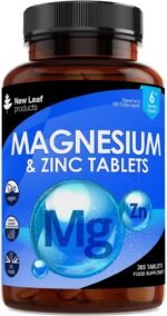 Magnesium Supplements with Zinc 365 Tablets – Bones, Muscle Immune Support Easy to Swallow Sleep Supplement Vegan, GMO-Free, Gluten-Free, UK Made by New Leaf - Image 2