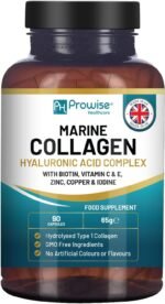 Marine Collagen with Hyaluronic Acid 1100mg | 90 Collagen Capsules High Strength for Women & Men | Vitamins C, E, B2, Biotin, Copper, Zinc & Iodine | Collagen Supplements Made in The UK by Prowise - Image 2
