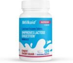 Milkaid Lactase Enzyme Chewable Tablets for Lactose Intolerance Relief, Prevents Gas, Bloating & Diarrhoea, Gluten Free & Vegan, Rasberry, 120 Count - Image 2
