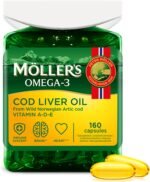 Moller’s ® | Cod Liver Oil Capsules | Omega 3 Fatty Acids DHA & EPA, Contains Vitamin A, D & E, Supports Immune System, Heart Function, Brain Function & Vision | 160 Units - Image 2
