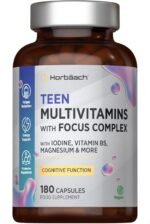 Multivitamin Tablets for Teenagers with Focus Complex | 180 Capsules | High Strength Complex with Vitamin B6, B5, Magnesium, Iron and Zinc | Vegan Supplement for Teens 13+ | by Horbaach - Image 2
