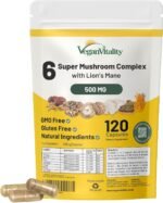 Mushroom Complex 6 Lions Mane Mushroom Supplement 120 Capsules High Strength Vegan Supplement with Lions Mane, Reishi, Chaga Mushroom Powder, Shitake, Cordyceps & Maitake (120 Capsules) - Image 2