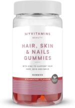 Myvitamins Hair, Skin and Nails Gummies – Biotin Hair Growth, Zinc & Vitamin C – Hair Vitamins for Women & Men – Hair Growth & Skin Support – Strawberry Gummies – 60 Vegan Chewable Supplements - Image 2