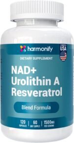 NAD Nicotinamide Riboside Resveratrol with Urolithin A 1500mg, Advance Support Supplement, 120 Capsules, Proudly USA Company - Image 2