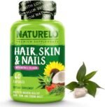 NATURELO Hair, Skin and Nails - with Biotin, Collagen, Omega3 & Vitamin E - Great for Healthy Skin & Hair Growth - Women and Men – 60 Capsules | 1 Month Supply - Image 2