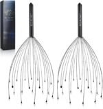 NICEMOVIC 2 Pack Head Scalp Massager, Stocking Fillers Stress Relief Relax Gifts for Women Men Adults, 20 Fingers Scalp Head Scratcher for Hair Stimulation Body Relaxing (Black & Black) - Image 2