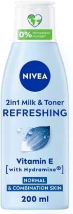NIVEA 2-in-1 Refreshing Milk & Toner (200ml), Face Cleanser with Vitamin E and Hydramine, Deeply Cleanses, Tones, and Intensively Moisturises Skin, Make-Up Remover - Image 2